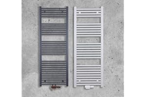 MCHEAT MC Heat Premium Badheizkörper (400x1400 mm Weiß) - Handtuchheizkörper - Handtuchwärmer mit Mittelanschluss