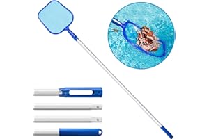 MAIYADUO Swimming Pool Skimmer Net, Pool Leaf Net with 4 Section Adjustable Aluminum Pole, 2.3ft - 6ft, Pond Nets for Cleaning Fine Mesh Rake Net, Pool Nets for Cleaning Pool/Pond/Spa/Hot Tub/Fountain