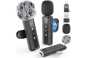 ZOOYAUE Kabelloses Lavalier Mikrofon Set für iPhone/Android/PC,Wireless Ansteckmikrofon für Live-Streaming, Videoaufnahmen, Plug-Play Wireless mini Mikrofon mit Geräuschunterdrückung für YouTube, TikTok, Vlog