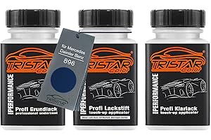 TRISTARcolor Peinture Voiture Kit crayon de retouche peinture pour Mercedes/Daimler Benz 896 Brillantblau Metallic Peinture de fond peinture de base vernis clair 50 ml chacun
