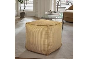 Louis Donné Fußhocker Fußkissen Sitz Pouf für Sitzsäcke Quadratisches Fußhocker Holster Bodenkissen für Kinder und Erwachsene Fußablage Sitzkissen Sitzhocker 45x45x45cm (Hellbraun)(ONLY Cover)