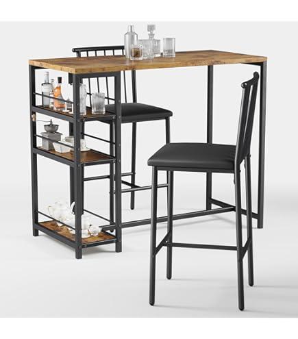 COSTWAY Eettafel met bank en 2 krukken, set van 4 keukentafel, industriële eetgroep voor keuken, eetkamer, restaurant, bartafel met stoelen, vintage zitgroep (120 x 60 x 75 cm, natuur