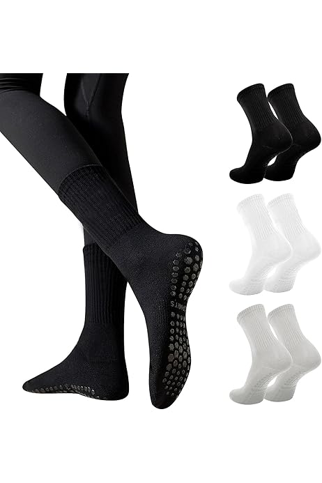 Calzini Yoga Antiscivolo Donna - 2 Paia Con Suola In Silicone, Per Pilates, Danza, Taglia EU 35-40, Nero/Grigio - Foto 12