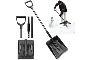 Snöskyffel plast snösläde med metallhandtag, snöskydd med 4-delad, avtagbar design, lätt snöskjutare, för bil, gångväg och terrass