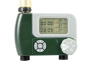 PNI WT10 PRO Irrigation Programmer, LCD Display, 3/4 Metal Connection, 2 Outputs, Dark Green, White