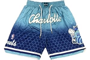MOMQmicl NBA Hornets Basketballshorts for Herren, hochelastische, atmungsaktive Sporthose