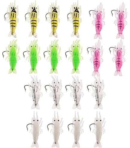 Lot De 190 Leurres De Pêche Souples OriGlam – Crevettes, Maïs, Vers, Queue En T – Pour Bar, Truite, Perche