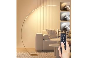 AANYHOH Lampa podłogowa LED do salonu ze ściemnianą lampą łukową, 25W nowoczesna lampa podłogowa z pilotem, 3 temperatury barwowe i funkcja pamięci, lampy podłogowe, złoty lampa do czytania na sofę, H:170cm