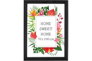 MG Design Cadre photo en bois 70 x 100 cm noir avec verre acrylique - idéal pour suspendre ou poser, parfait pour mettre en valeur vos photos, affiches ou puzzles dans votre intérieur avec élégance