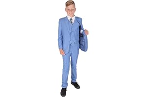 Cinda 5 Piece Light Blue Boy Suits Boys Wedding Suit Page Boy Party Prom