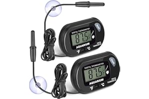 TERRIFI 2-Pack Water Thermometer, Fish Tank Thermometer with 3.3ft Cord, Fahrenheit/Celsius(℉/℃), Ideal for Vehicle, Reptile Terrarium, Fish Tank, and Refrigerator.