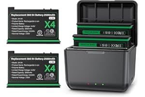 Adicop Insta 360 Akkus mit 3 Steckplatz Ladegehäuse kompatibel mit Insta 360 ONE X4, 2500mAh Akku mit Schnellladung Zubehör kompatibel mit Insta 360 x4(2 Akkus+Ladegerät)