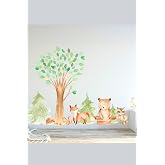 MSticker-Ormanda Sevimli Hayvanlar Ve Ağa&ccedil;lar &Ccedil;ocuk Bebek Odası Duvar Sticker Seti