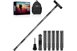 aiGear Bastone Tattico/Bastoncini Trekking | CNC Lavorato Alluminio Tactical Bastoni | Lunghezza Regolabile | per Escursionismo Campeggio Montagna Zaino