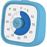 NPO Kitchen, Lesson, 60min Analog Alarm Timer for Food, Pomodoro Student Motivation Clock (Blue)