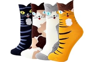 Rokmym Damskie skarpety bawełniane, 5 par, słodkie, zabawne, kolorowe skarpetki, damskie skarpety termiczne, oddychające, miękkie bawełniane skarpety, krótkie skarpety sportowe, dla kobiet i dziewcząt