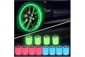 GAOMOENY Świecące zaślepki zaworów samochodowych, 12 szt. korków na wentyl do opon samochodowych fluorescencyjnych, uniwersalna osłona na zawory czaszki świecące samochody, zaślepki trzpienia zaworu opony do