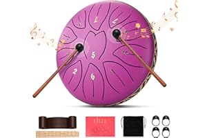 Steel Tongue Drum, Couleeur 6 Inch 11 Notes Handpan for Garden, C Key & Rust-Proof Tongue Drum Percussion, Handpan Rain Outside with Bag and Percussion Instruments for Music Therapy