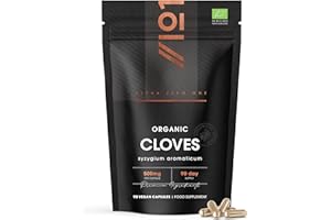 Organische Nelkenkapseln 500 mg – Hochdosiertes Nelkenpräparat – 90 Vegane Kapseln (3 Monatsvorrat) – Wiederverschließbarer und recycelbarer Beutel von Alpha01