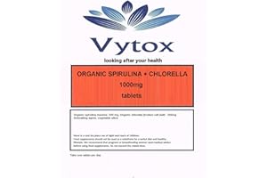 Organic Spirulina & Chlorella (1000mg) 60 Tablets, 2 Months Supply, by vytox, Vegetarian