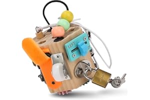 BOXIKI KIDS Busy Cube pour enfants, planche sensorielle occupée, jouet de voyage pour les tout-petits à partir de 3 ans, jouets éducatifs d'apprentissage Montessori pour bébés avec 14 activités d'apprentissage