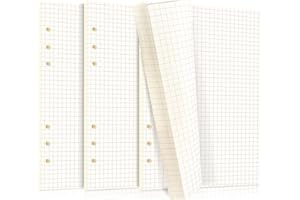 WONWOOD_DIRECT Papel de recarga A5, 3 paquetes de papel de notas recargables, papel de recarga de 6 agujeros, papel de relleno de carpetas 135 hojas 270 páginas, planificador organizador de notas A5 (A5 a cuadros)