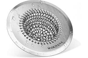 wokdada Revolutionary Kitchen Sink Strainer, Patented Reversible Sink Drain Strainer, Effortless Cleaning & Sink Food Catcher, No Clog, 304 Stainless Steel Handmade Kitchen Sink Plug Strainer
