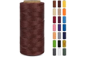 LEREATI Waxed Thread, 284 Yards 150D 0.8mm Leather Sewing Thread Flat Waxed Cord, Leather Repair Weave String for Leather Stitching Sewing, Bookbinding, Bracelets, DIY Crafts (Dark Brown)