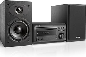 Denon D-M41DAB HiFi System, CD Player with Speakers, Audio Receiver, Bluetooth, 2x30W + Subwoofer PreOut, FM/DAB/DAB+ Tuner, 2x Optical Input, Headphone Output - Black