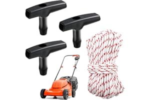BAUBARE Lawnmower Pull Cord Set, 10-Meter 3.0 mm Lawn Mower Pull Cords with 3 Pull Cord Handles, Nylon Recoil Starter Rope Replacement for Gasoline Engine Generator Chainsaw Electric Trimmers Water Pump