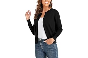 CUNYI Women’s Cardigan Sweater Long Sleeve Classic Crew Neck Ladies Coat with Buttons Casual Elegant Outerwear