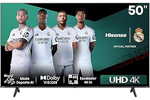 Hisense 50E6NT- UHD 4K,VIDAA Smart TV, 50 Pulgadas, Dolby Vision, Modo Juego Plus, DTS Virtual X, Control por Voz televisor, Doble Control de Volumen, Auto ordenación Canales TDT (Nuevo 2024)
