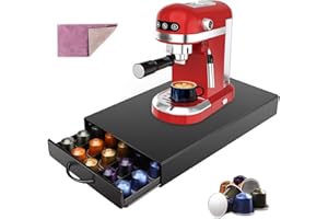 HEVOL Cassetto per Capsule per Nespresso,Organizer per Capsule di Caffè, Cassetto Porta Cialde Caffè per Cucina,Nero-Capacità 45 Capsules