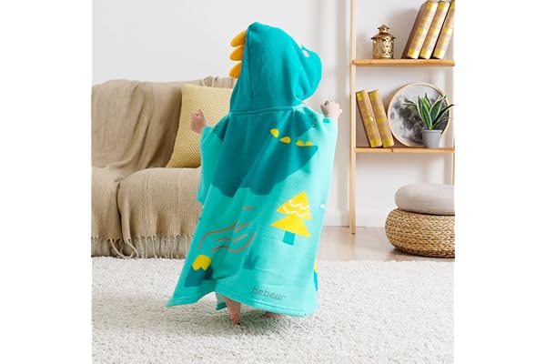 Bebamour Baby Hooded Towels Serviette à Capuche Portable pour garçons Filles Serviette à Capuche absorbante pour Les Tout-Petits,25"x 23",0-6 Ans Vert Dino