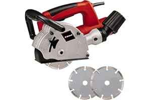 Einhell TC-MA 1300 Wall Chaser With Dust Extractor | 1320W, 9000 RPM Idle Speed, 26mm Maximum Groove Cutting Width, 30mm Channel Depth | Includes 2x 125mm Cutting Discs