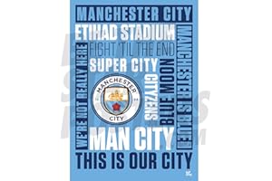 Be The Star Posters Póster de fútbol del Manchester City Football Club Word A2, póster de fútbol impreso/arte de pared – Producto oficial – disponible en tamaño A2 – A2