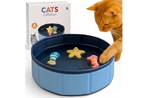 MIJOMA Swimmingpool Schwimmbecken für Katzen Katzenpool Katzenplanschbecken Katzenbadewanne, Faltbarer -Katzen-Pool aus PVC, rutschfest verschleißfest Ø30x10cm, blau