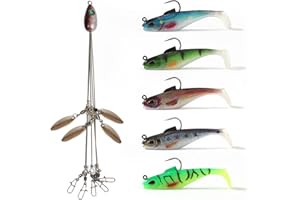 OJYDOIIIY Alabama Rig Kit with Trailers,Umbrella Rig with Pre-Rigged Paddle Tail Swimbaits for Bass Fishing