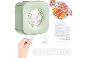 Jastown Aufbewahrungsbox für frischhaltefolie mit 100 Stück Frischhaltebeutel,frischhaltefolie mit gummizug spender,box für frischhaltefolie,Frischhaltefolie und Organizer-Set für die Küche(grün)