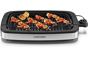 Chefman Indoor Electric Grill 1400W-1650W, 38x23 Large Grilling Surface, Nonstick Table Top Grill for Indoor Grilling and BBQ with Adjustable Temperature Control, Drip Tray, Dishwasher - Safe Parts