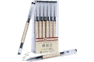 Reaeonat Black Gel Pens, 12 Pack Quick Drying Ink Black Ballpoint Pen 0.35mm Fine Tip Pen for Hand Writing, Taking Notes, School, Office and Home Use