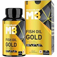 MuscleBlaze Omega 3 Fish Oil Gold 1250 mg (560mg EPA and 400mg DHA), 60 capsules
