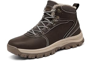 ULOGU Mens Winter Boots Waterproof Warm Snow Boots Non-Slip Outdoor Trekking Shoes