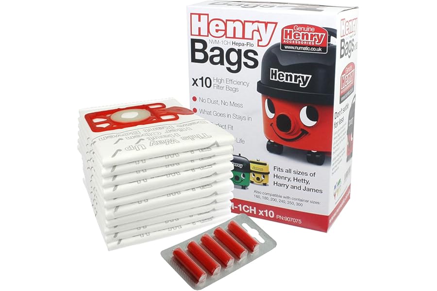 Avern Genuine Numatic Hepa-Flo Hoover Bags Henry Hetty NRV Vacuum Cleaner Dust Bags (Pack of 10 + 5 Freshener Sticks)