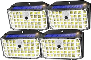 Haokiang 4 Pack luces solares exterior - 2000LM IP65 270° 3 Modes focos led exterior solares luz solar exterior jardin con sensor de movimiento [Clase energética A]