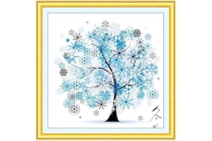 Cleana Arts Kits de punto de cruz, Árbol de invierno, 11CT 3 hilos, Kits de bordado estampado, 45cm × 45cm