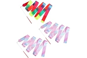 ValueBargain 3 Pcs Dance Ribbons, 78.7 Inch Gymnastics Ribbon for Children for Twirling & Rhythmic Dancing, Kids Outdoor Play Equipment, Colorful Streamers for Kids