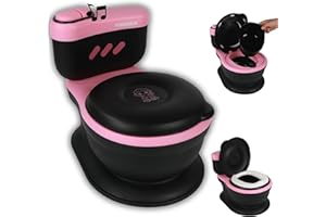 Twinky® Pot pour bébé et enfant - Potty Trainer 3 en 1 - Toilettes pour bébé - Avec son chasse d'eau - Design compact - Musique et porte-rouleau - Siège de toilette parfait pour les enfants - Rose