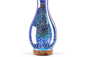 ‎PORSEME Porseme 100ml Aroma Diffuser für ätherische öle,Handgeblasen Glas Diffusor Luftbefeuchter Ultraschall Leise,7 Farblichter, 4 Timern,Defuser Luft Aroma für Wohnung,Schlafzimmer,Spezielles Geschent