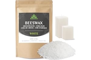 WAXCANPY Cera D'api Bianca 906G/2.2KG, Cera D'api per Candele, Pellet di Cera D'api per Prodotti Cosmetici di qualità Ecologica, Cera D'api Biologica per Il Corpo, Balsamo per Labbra E Sapone（906G）
